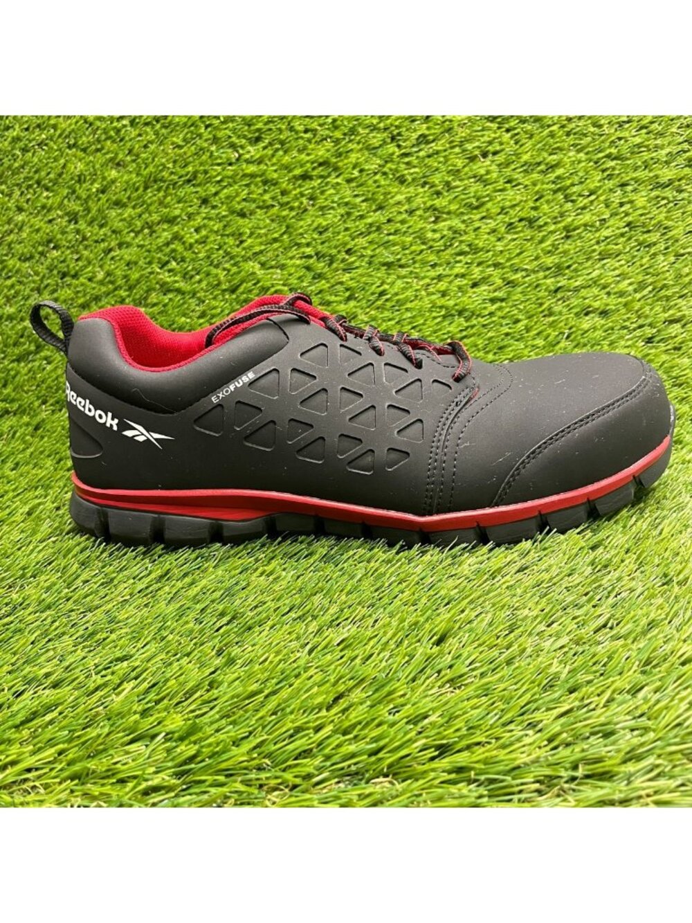 Reebok Sublite Cushion Mens Size 11.5 Black Red Composite Toe Safety Work Shoes